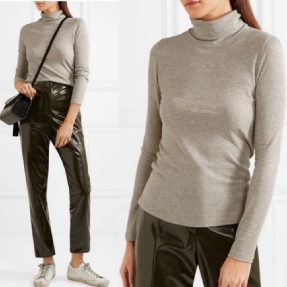 Madewell night sparkle tan metallic lightweight turtleneck H4583 medium